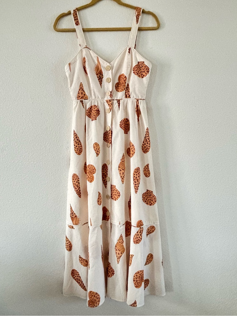 FARM Rio Leopard Shell Midi Sundress Off White Cream Cotton XS EUC - Picture 2 of 12